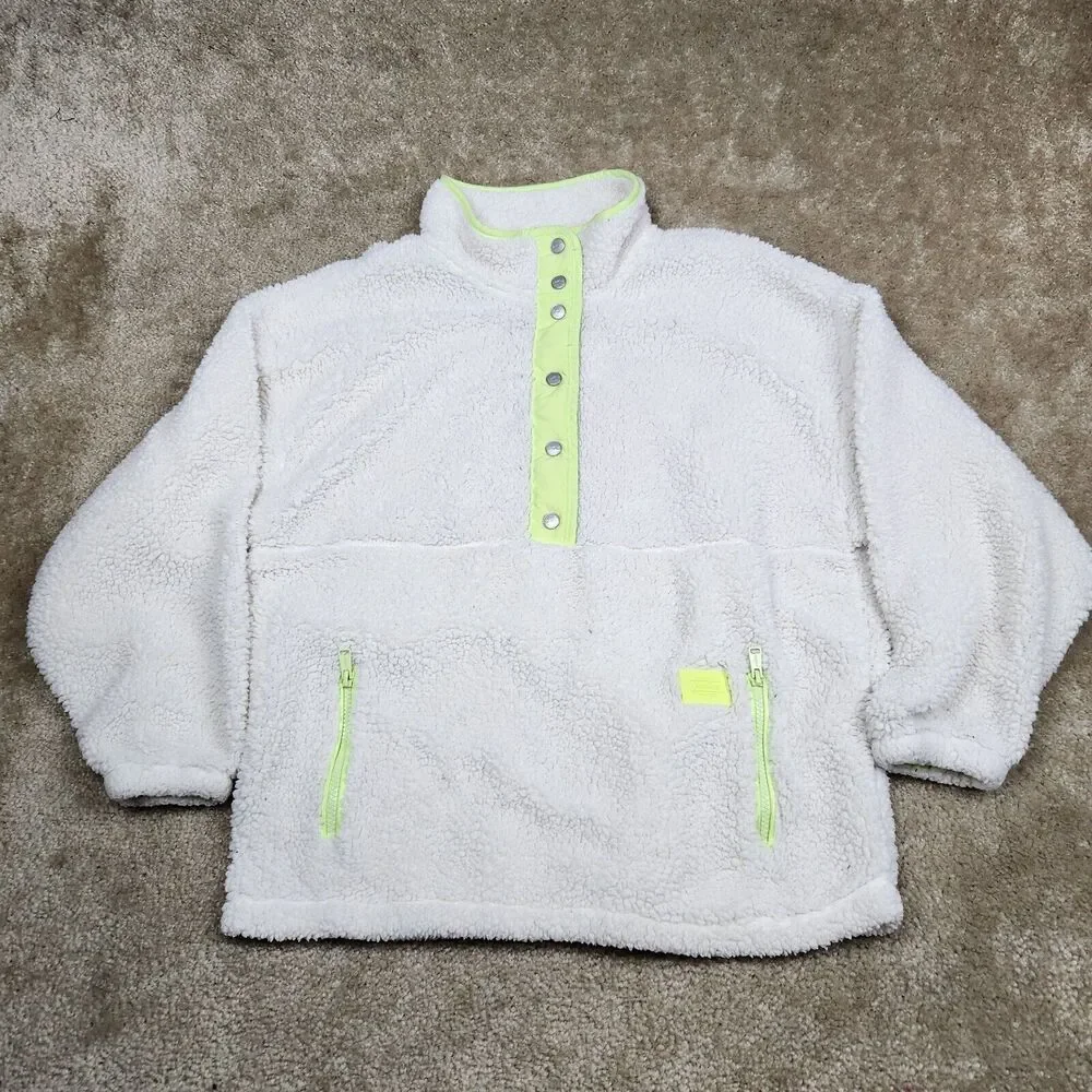 Justice Girls Sherpa Hoodie Quarter Button And Pockets Size 16/18